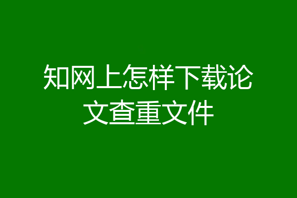 知网上怎样下载论文查重文件