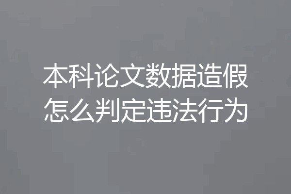 本科论文数据造假怎么判定违法行为