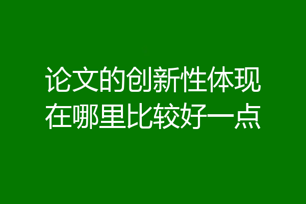 论文的创新性体现在哪里比较好一点