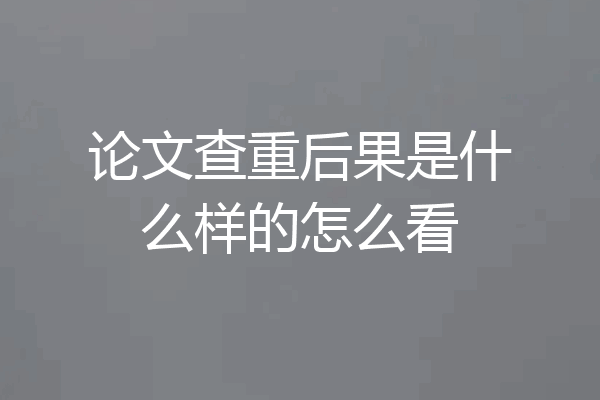 论文查重后果是什么样的怎么看