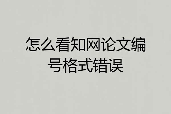 怎么看知网论文编号格式错误