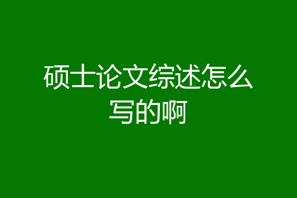 硕士论文综述怎么写的啊