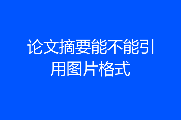 论文摘要能不能引用图片格式
