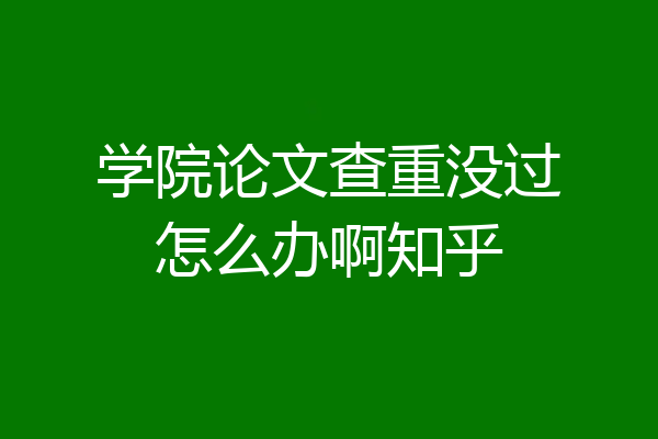 学院论文查重没过怎么办啊知乎