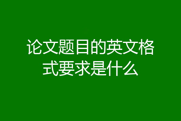 论文题目的英文格式要求是什么