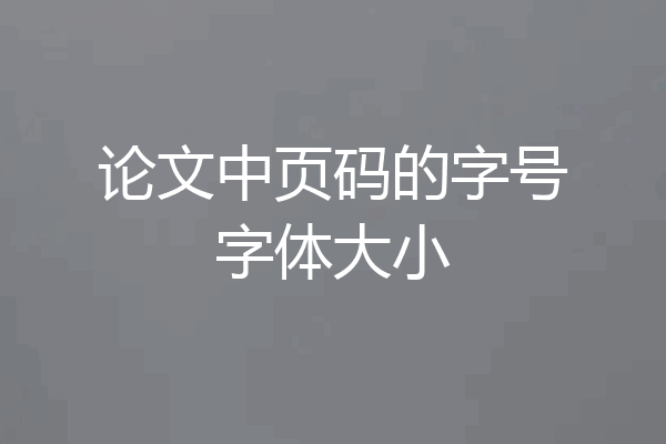 论文中页码的字号字体大小