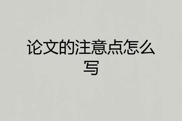 论文的注意点怎么写