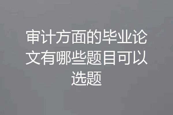 审计方面的毕业论文有哪些题目可以选题