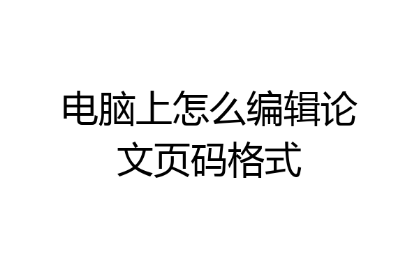 电脑上怎么编辑论文页码格式