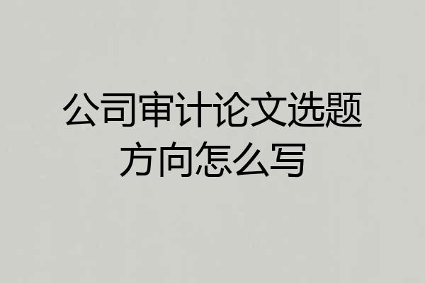 公司审计论文选题方向怎么写