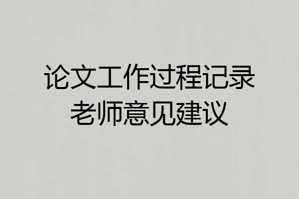 论文工作过程记录老师意见建议