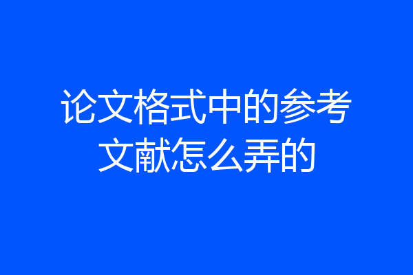 论文格式中的参考文献怎么弄的