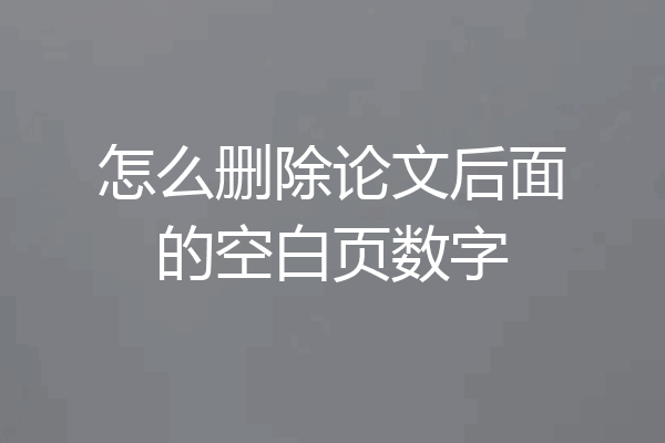 怎么删除论文后面的空白页数字