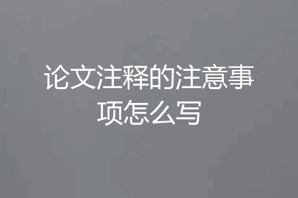 论文注释的注意事项怎么写