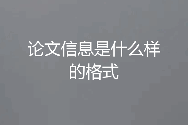 论文信息是什么样的格式