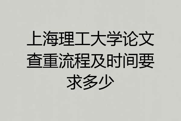 上海理工大学论文查重流程及时间要求多少