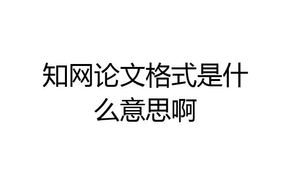 知网论文格式是什么意思啊