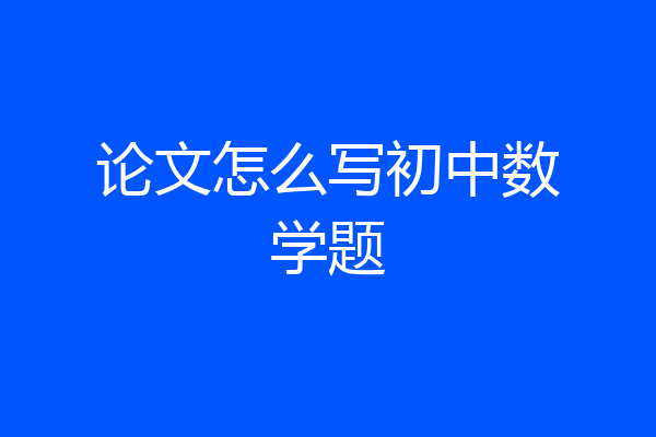 论文怎么写初中数学题