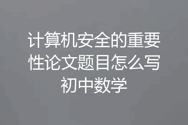 计算机安全的重要性论文题目怎么写初中数学