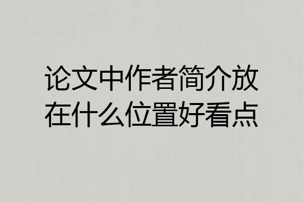 论文中作者简介放在什么位置好看点