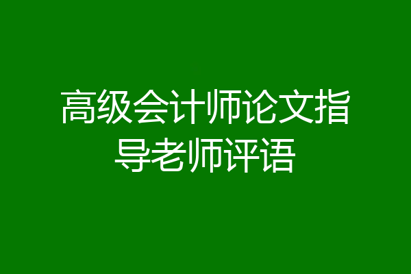 高级会计师论文指导老师评语