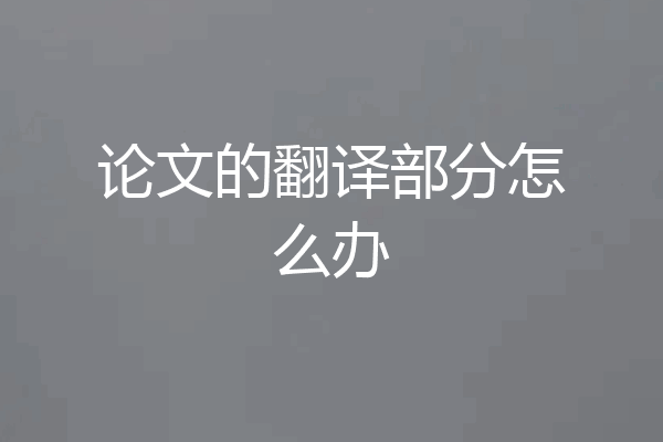 论文的翻译部分怎么办