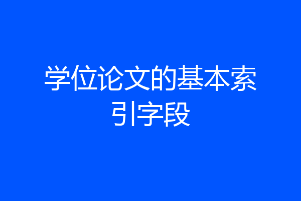 学位论文的基本索引字段