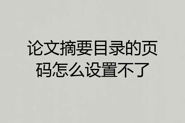 论文摘要目录的页码怎么设置不了