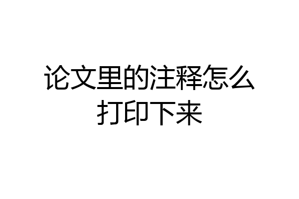 论文里的注释怎么打印下来