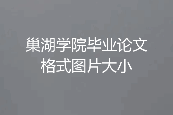 巢湖学院毕业论文格式图片大小