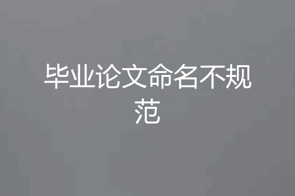 毕业论文命名不规范