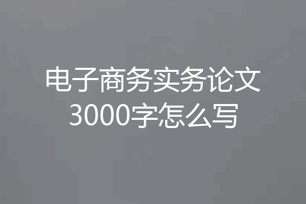 电子商务实务论文3000字怎么写