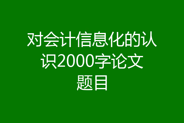 对会计信息化的认识2000字论文题目