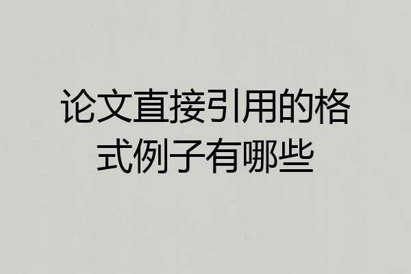 论文直接引用的格式例子有哪些