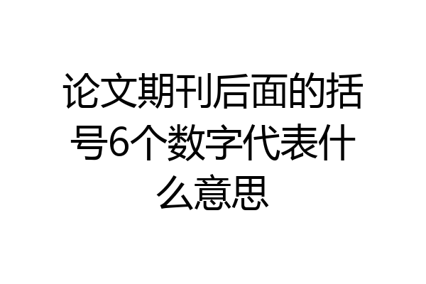 论文期刊后面的括号6个数字代表什么意思