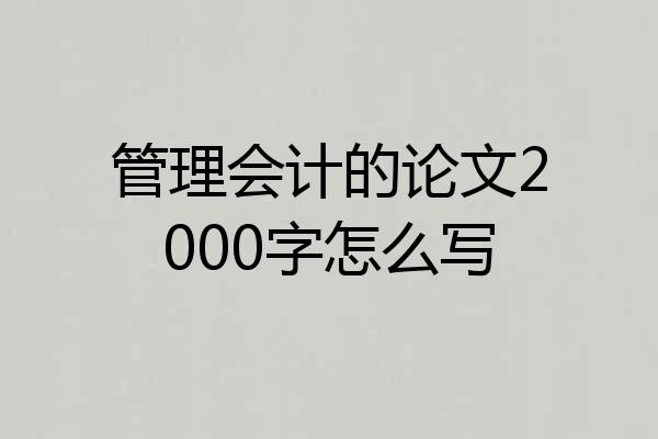 管理会计的论文2000字怎么写