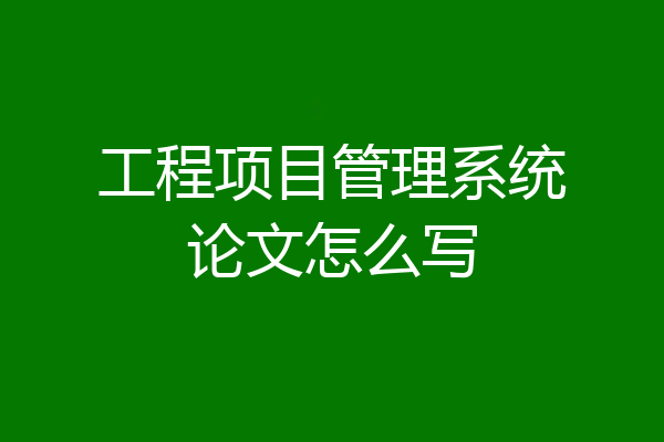 工程项目管理系统论文怎么写