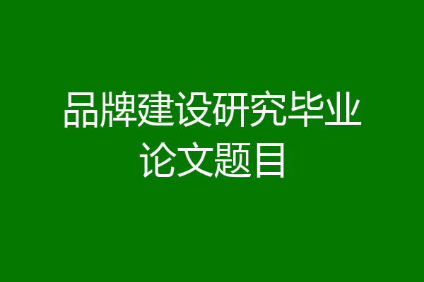品牌建设研究毕业论文题目