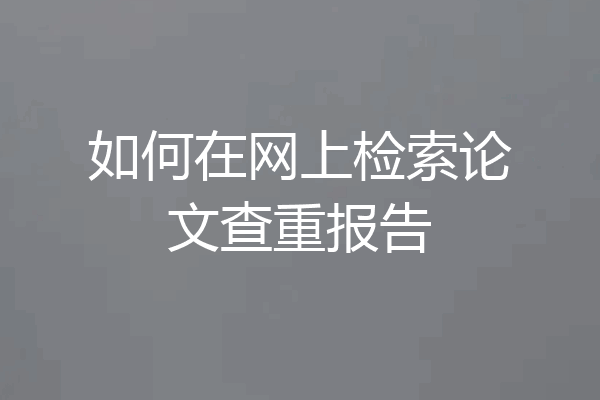 如何在网上检索论文查重报告
