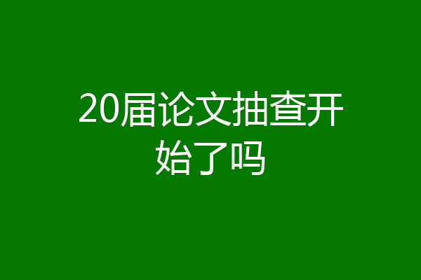 20届论文抽查开始了吗