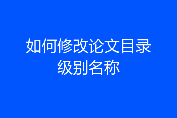 如何修改论文目录级别名称