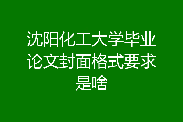 沈阳化工大学毕业论文封面格式要求是啥