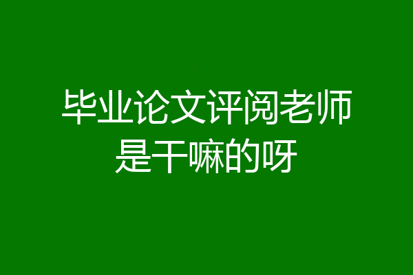 毕业论文评阅老师是干嘛的呀