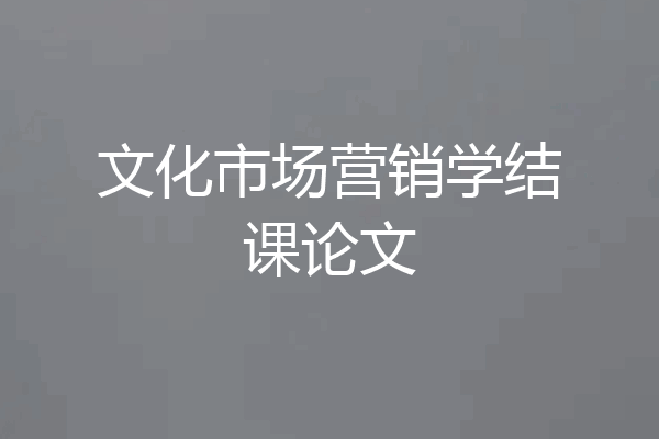 文化市场营销学结课论文