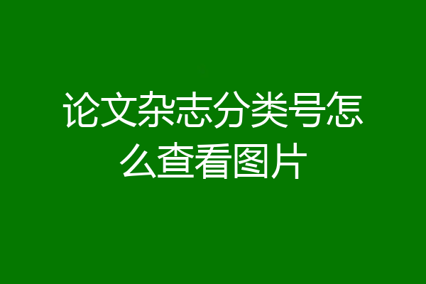 论文杂志分类号怎么查看图片