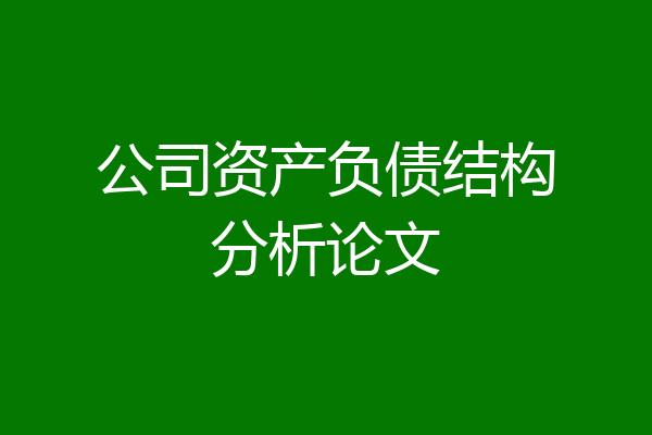 公司资产负债结构分析论文