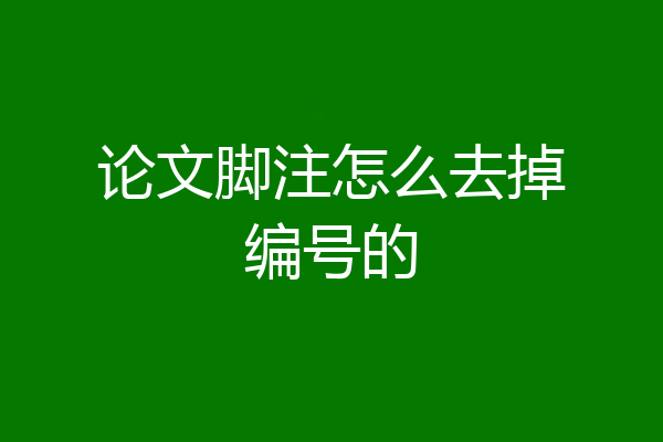 论文脚注怎么去掉编号的