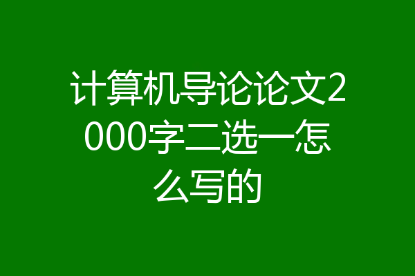 计算机导论论文2000字二选一怎么写的