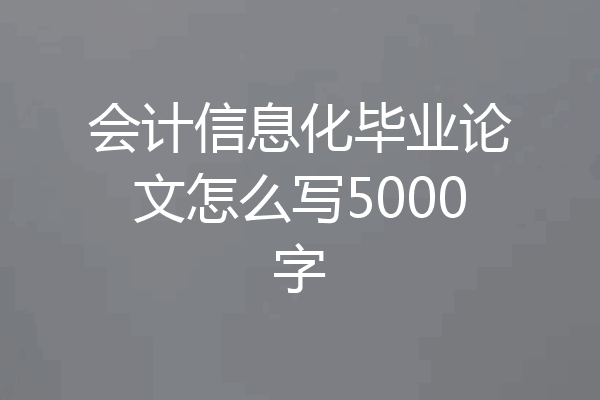 会计信息化毕业论文怎么写5000字