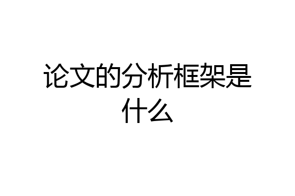 论文的分析框架是什么